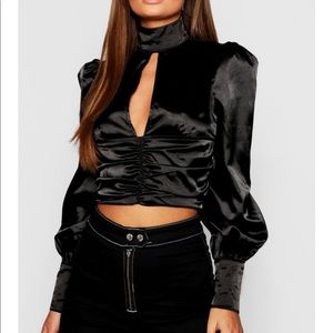 50% off through Friday! Boohoo high neck plungetop
